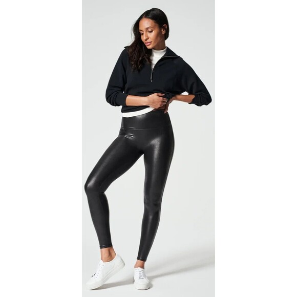 Spanx Pants - SPANX Faux Leather Black Leggings Size Medium